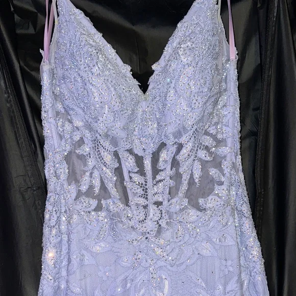 La Femme Lavender Lace Prom Dress - Picture 6 of 12